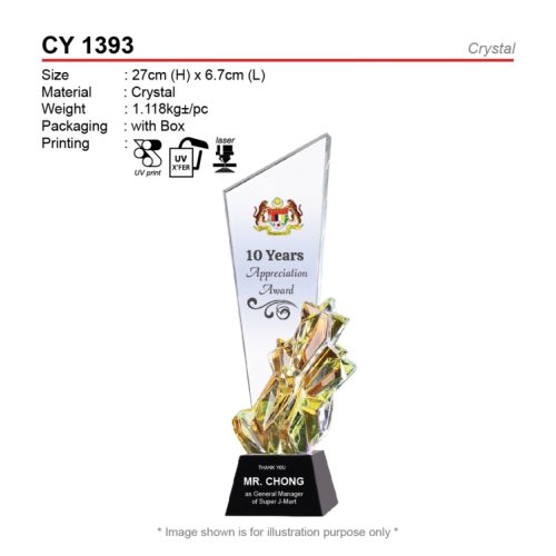 Crystal Trophy Trofi Kristal (CY 1393) corporate gift premium gift promotional gift door gift merchandise cenderahati cenderamata korporat pembekal pemborong borong kedai kilang pengimport percetakan cetak harga shop importer supplier seller factory wholesale custom print printing price idea shah alam selangor malaysia factosupplies